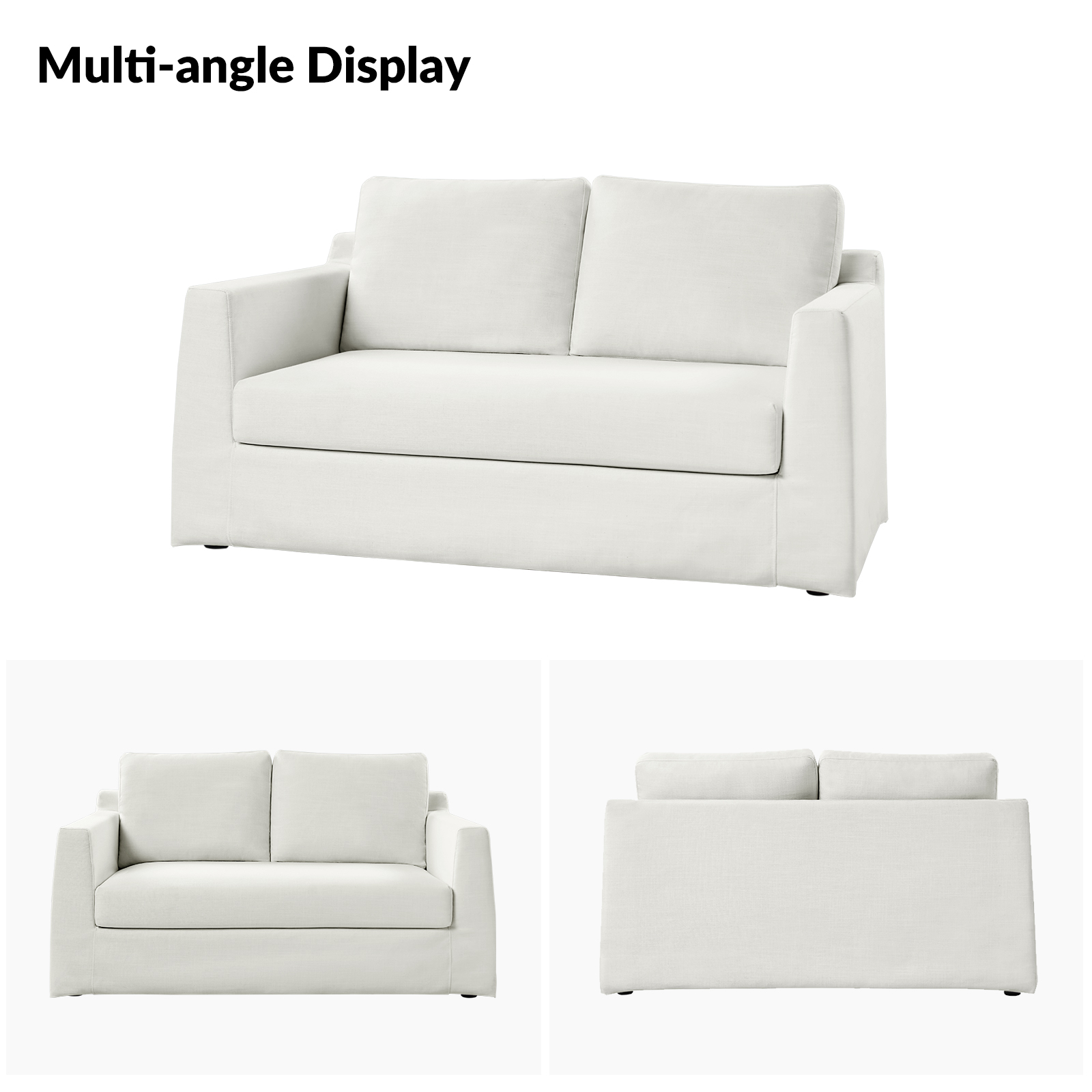 Anton White Linen 60 Inch Washable Slipcover Loveseat 5 Anton White Linen 60 Inch Washable Slipcover Loveseat - Image 5