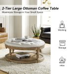 Antonia Ivory Vegan Leather Tufted Round Storage Ottoman