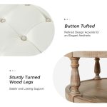 Antonia Ivory Vegan Leather Tufted Round Storage Ottoman