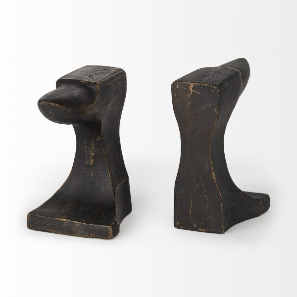 Anvilia Set of 2 12L x 4W Black With Gold Accents Anvil Shaped Bookends 4