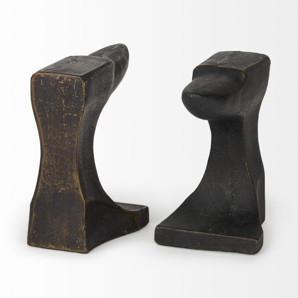 Anvilia Set of 2 12L x 4W Black With Gold Accents Anvil Shaped Bookends 5