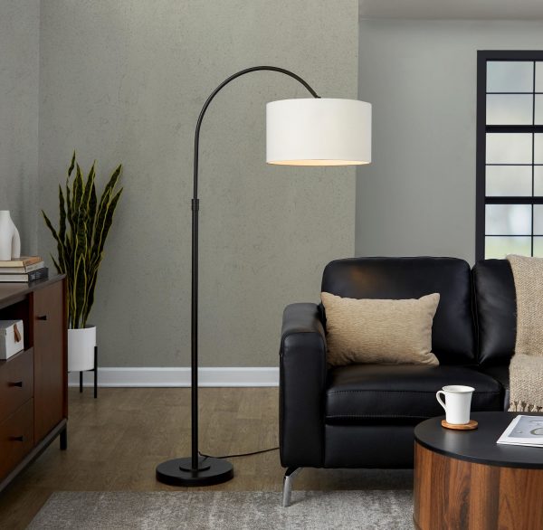 April Contemporary Oil Bronze Floor Lamp with Linen Shade