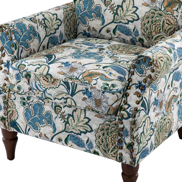 Araceli Green Nailhead Trim Rolled Arm Accent Chair 4