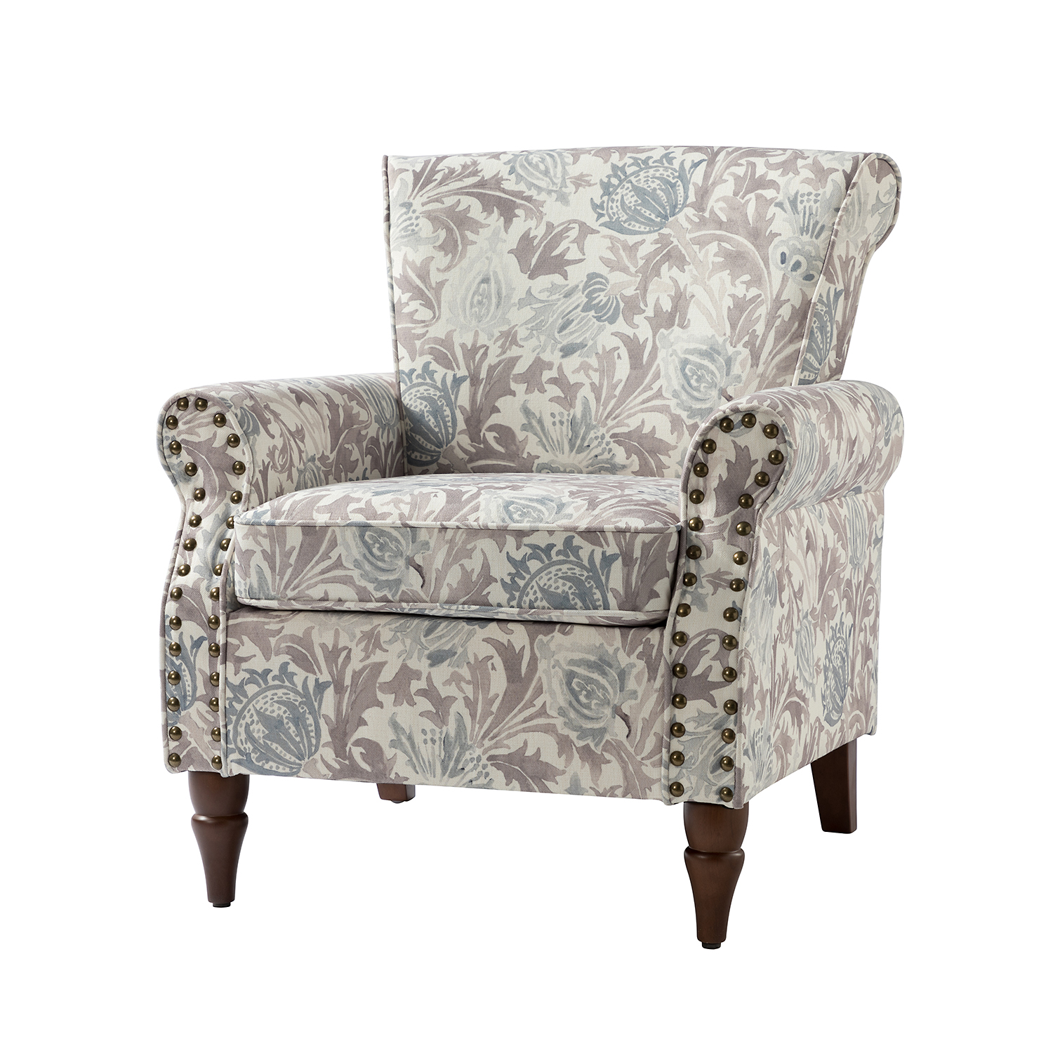 Araceli Grey Nailhead Trim Rolled Arm Accent Chair 2 Araceli Grey Nailhead Trim Rolled Arm Accent Chair - Image 2