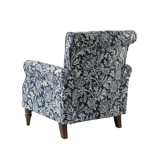 Araceli Navy Velvet Nailhead Trim Rolled Arm Accent Chair 2