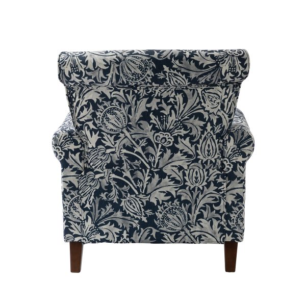 Araceli Navy Velvet Nailhead Trim Rolled Arm Accent Chair 3