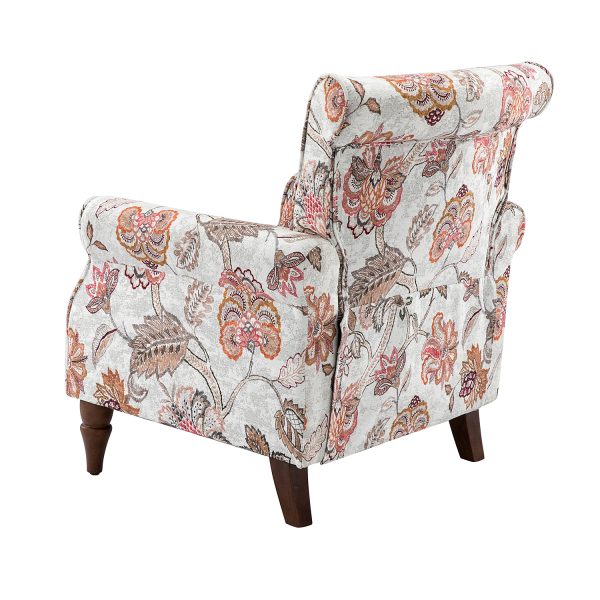Araceli Pink Velvet Nailhead Trim Rolled Arm Accent Chair 2