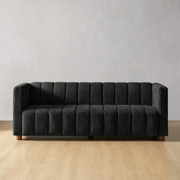Aragon Black Boucle Piano Key Striped Modern Sofa 1