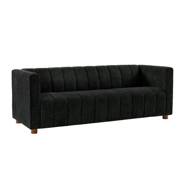 Aragon Black Boucle Piano Key Striped Modern Sofa