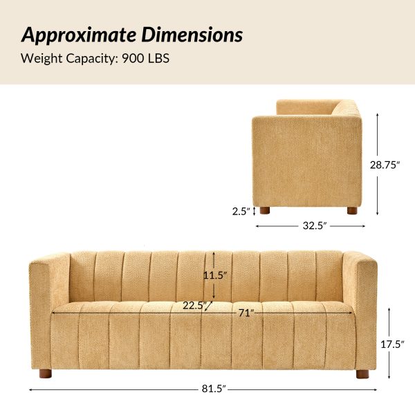 Aragon Boucle Piano Key Striped Modern Sofa 4