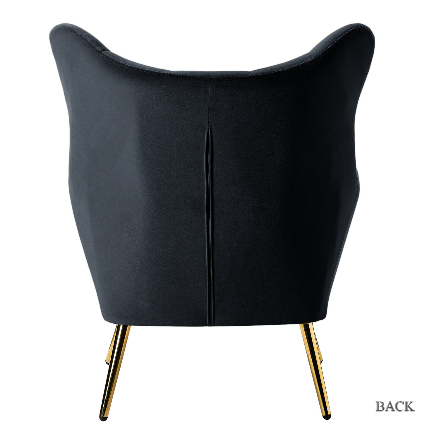 Arama Black Velvet Wingback Glam Accent Chair 4 Arama Black Velvet Wingback Glam Accent Chair - Image 4