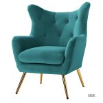 Arama Blue Velvet Wingback Glam Accent Chair