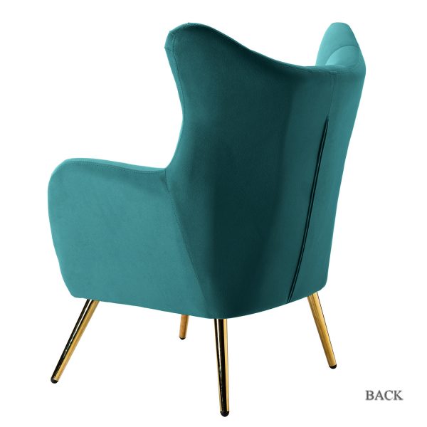 Arama Blue Velvet Wingback Glam Accent Chair 2