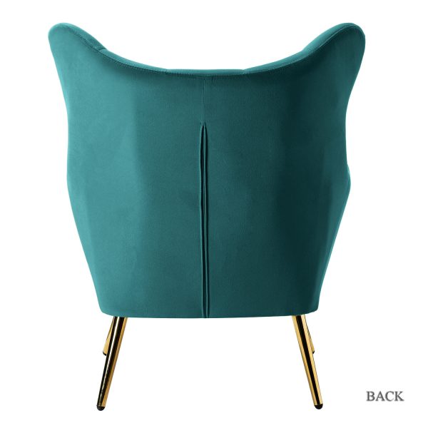 Arama Blue Velvet Wingback Glam Accent Chair 3