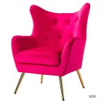Arama Fushia Velvet Wingback Glam Accent Chair 7 Arama Fushia Velvet Wingback Glam Accent Chair