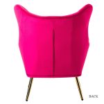Arama Fushia Velvet Wingback Glam Accent Chair 9 Arama Fushia Velvet Wingback Glam Accent Chair