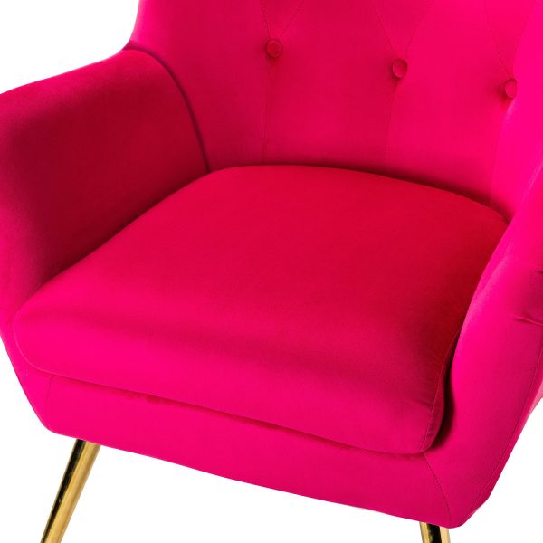 Arama Fushia Velvet Wingback Glam Accent Chair 4