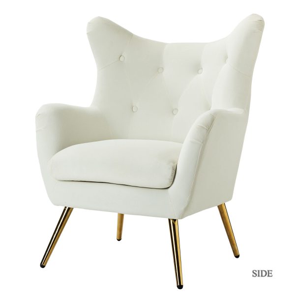Arama Ivory Velvet Wingback Glam Accent Chair 1
