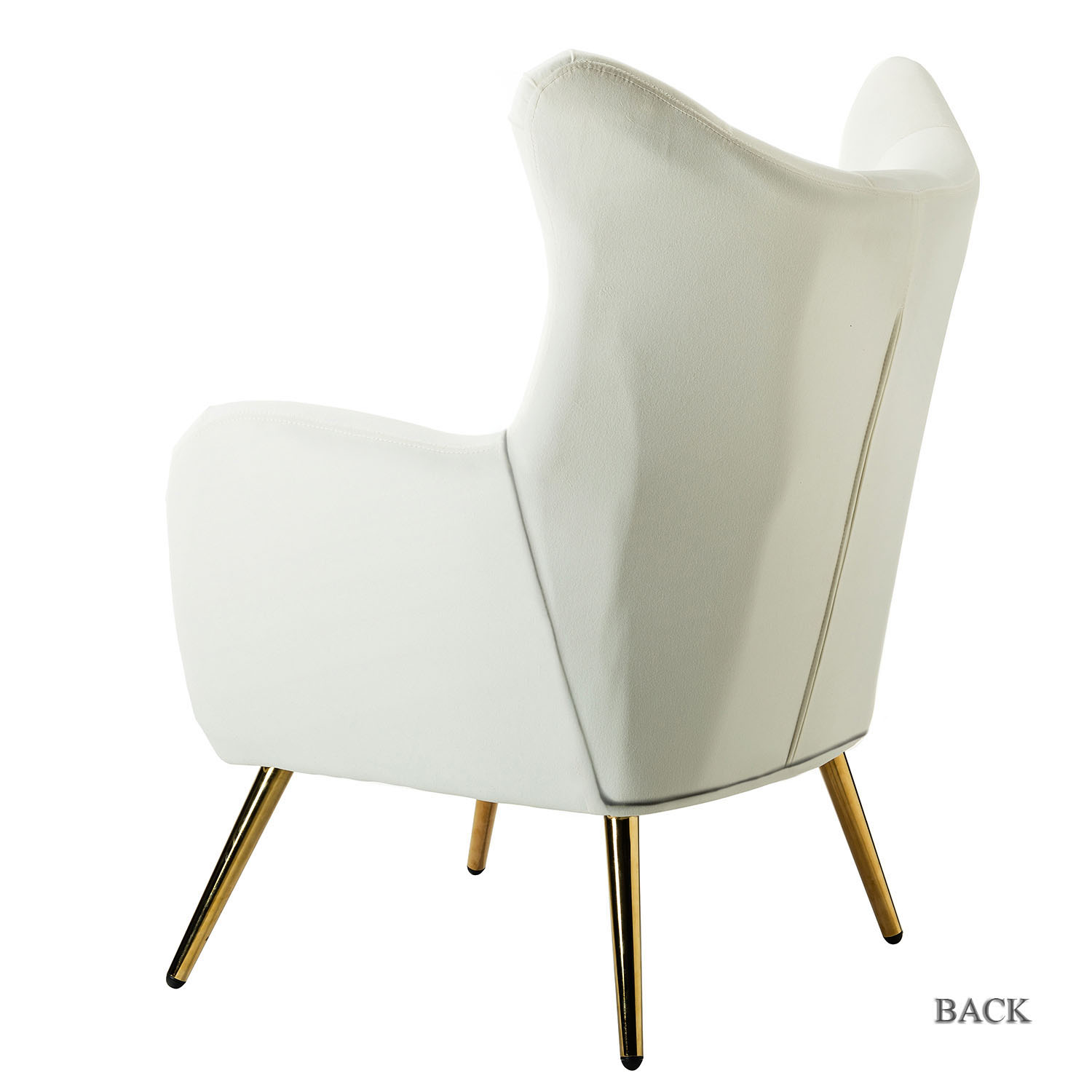 Arama Ivory Velvet Wingback Glam Accent Chair 3 Arama Ivory Velvet Wingback Glam Accent Chair - Image 3