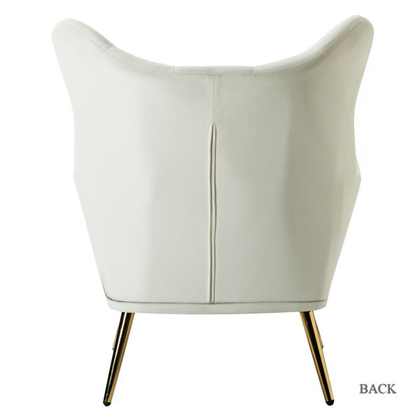 Arama Ivory Velvet Wingback Glam Accent Chair 3