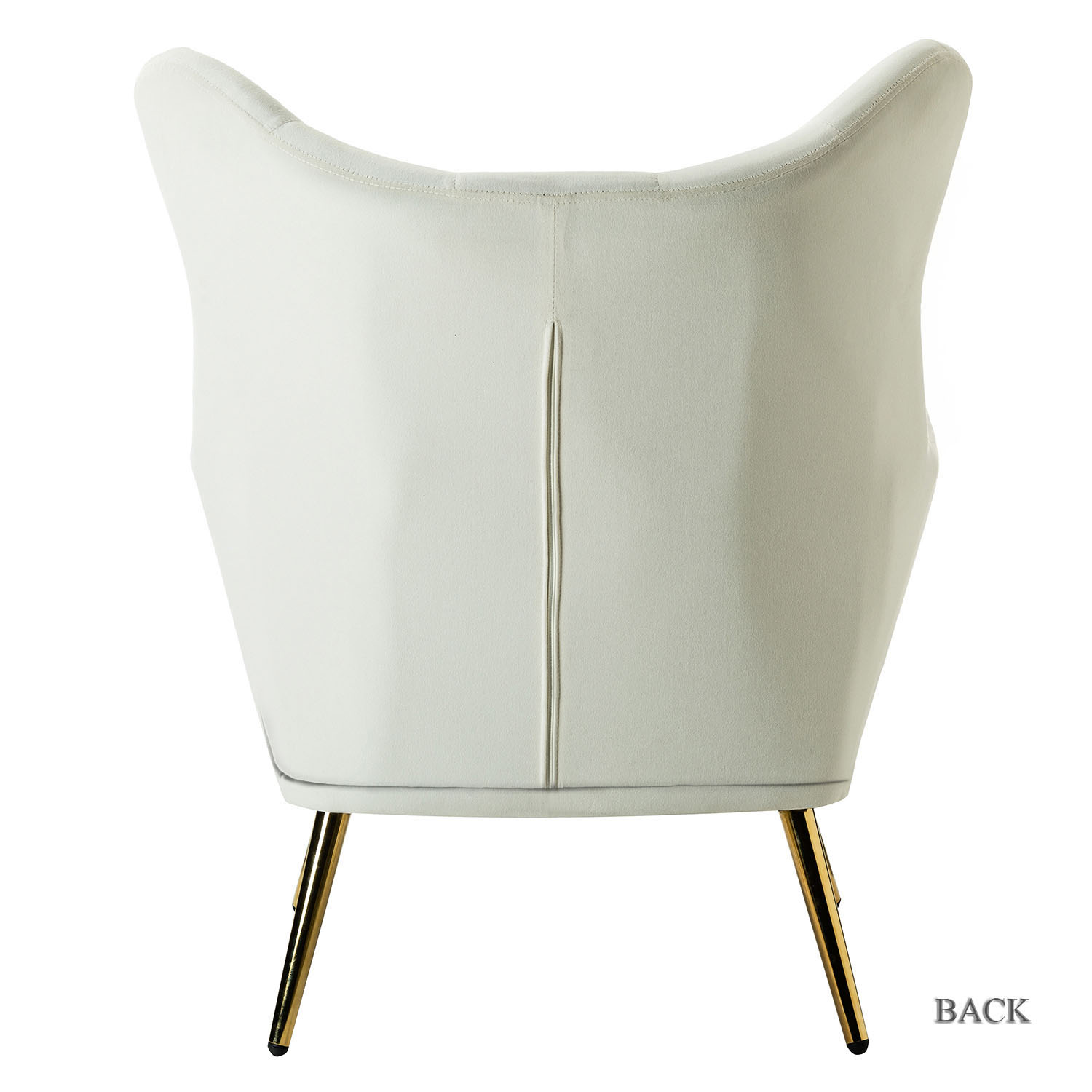 Arama Ivory Velvet Wingback Glam Accent Chair 4 Arama Ivory Velvet Wingback Glam Accent Chair - Image 4
