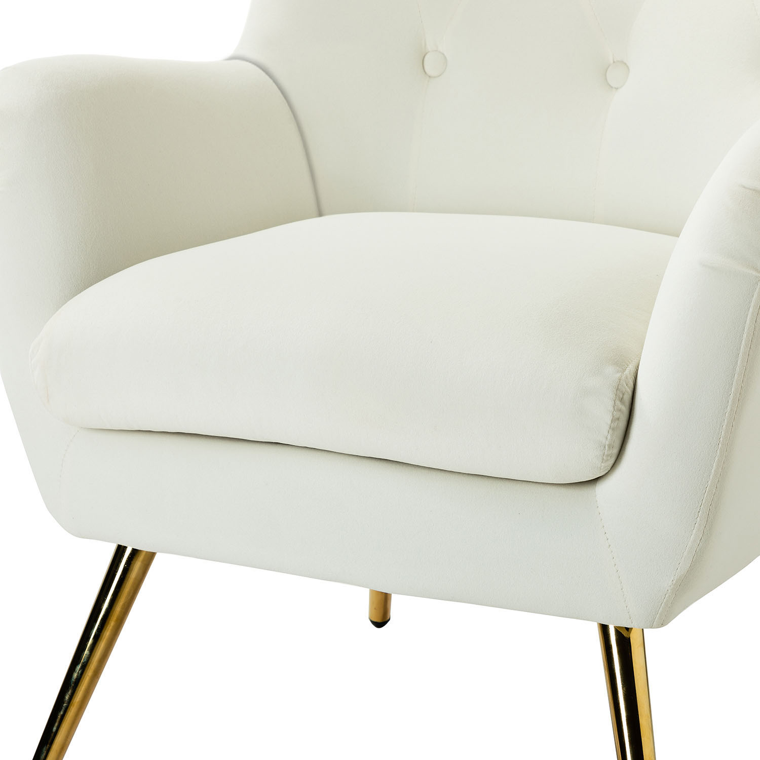 Arama Ivory Velvet Wingback Glam Accent Chair 5 Arama Ivory Velvet Wingback Glam Accent Chair - Image 5