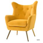 Arama Mustard Velvet Wingback Glam Accent Chair