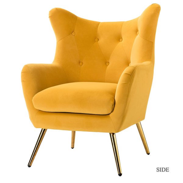 Arama Mustard Velvet Wingback Glam Accent Chair 1