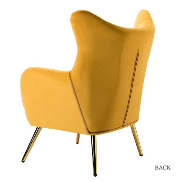 Arama Mustard Velvet Wingback Glam Accent Chair 2