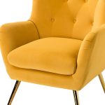 Arama Mustard Velvet Wingback Glam Accent Chair