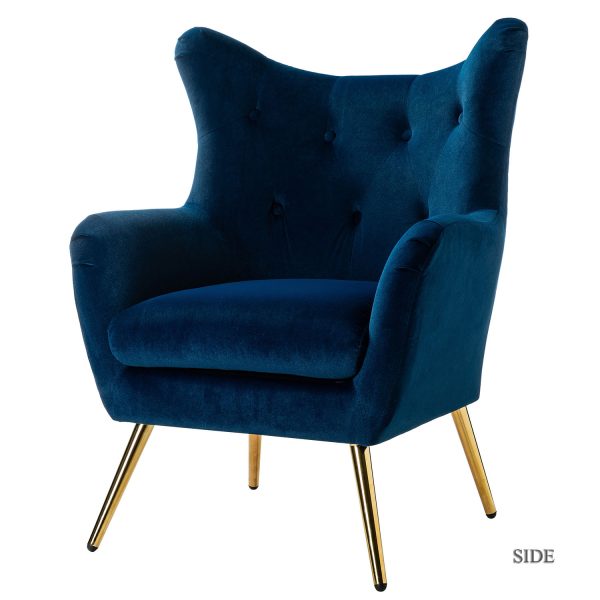 Arama Navy Velvet Wingback Glam Accent Chair 1