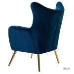 Arama Navy Velvet Wingback Glam Accent Chair