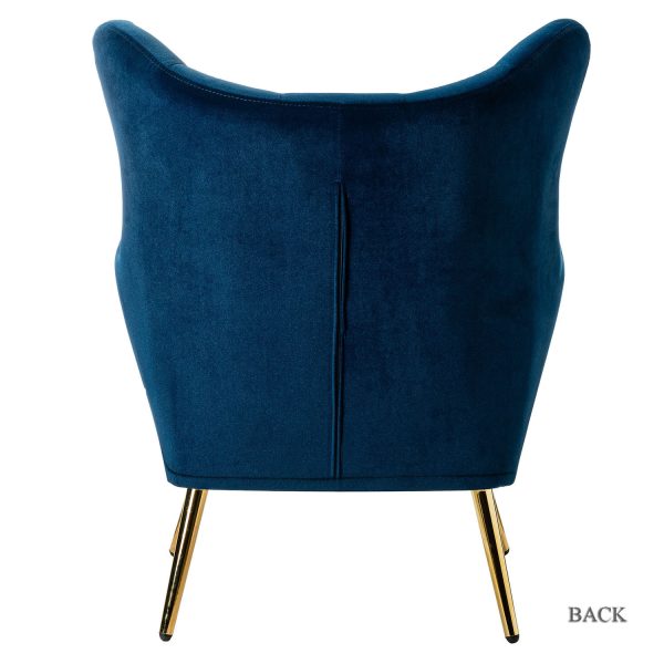 Arama Navy Velvet Wingback Glam Accent Chair 3