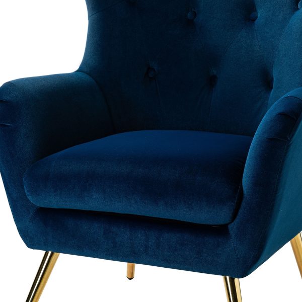 Arama Navy Velvet Wingback Glam Accent Chair 4