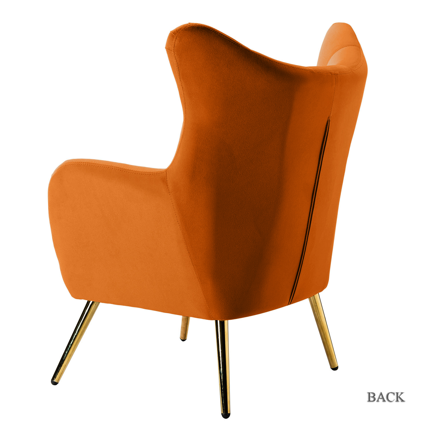 Arama Orange Velvet Wingback Glam Accent Chair 3 Arama Orange Velvet Wingback Glam Accent Chair - Image 3