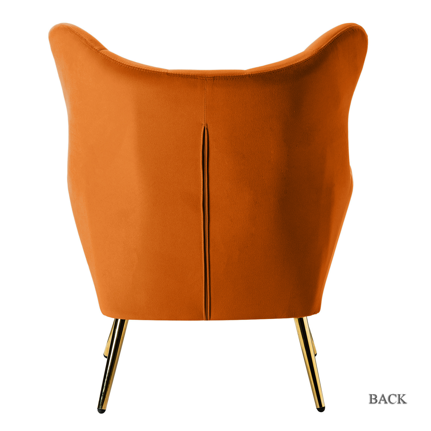 Arama Orange Velvet Wingback Glam Accent Chair 4 Arama Orange Velvet Wingback Glam Accent Chair - Image 4