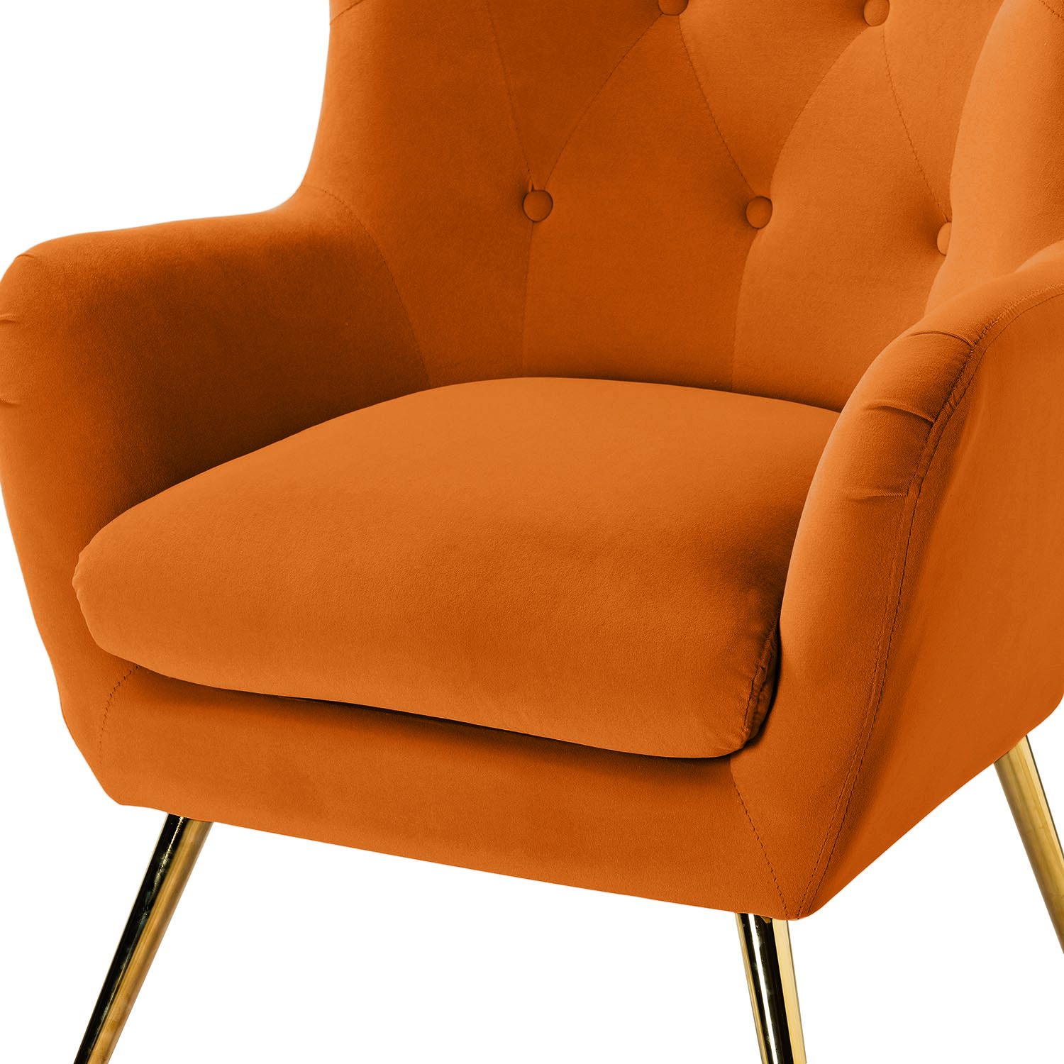 Arama Orange Velvet Wingback Glam Accent Chair 5 Arama Orange Velvet Wingback Glam Accent Chair - Image 5