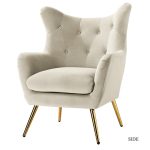 Arama Tan Velvet Wingback Glam Accent Chair 7 Arama Tan Velvet Wingback Glam Accent Chair