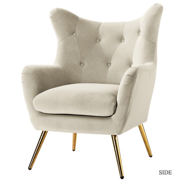 Arama Tan Velvet Wingback Glam Accent Chair 1