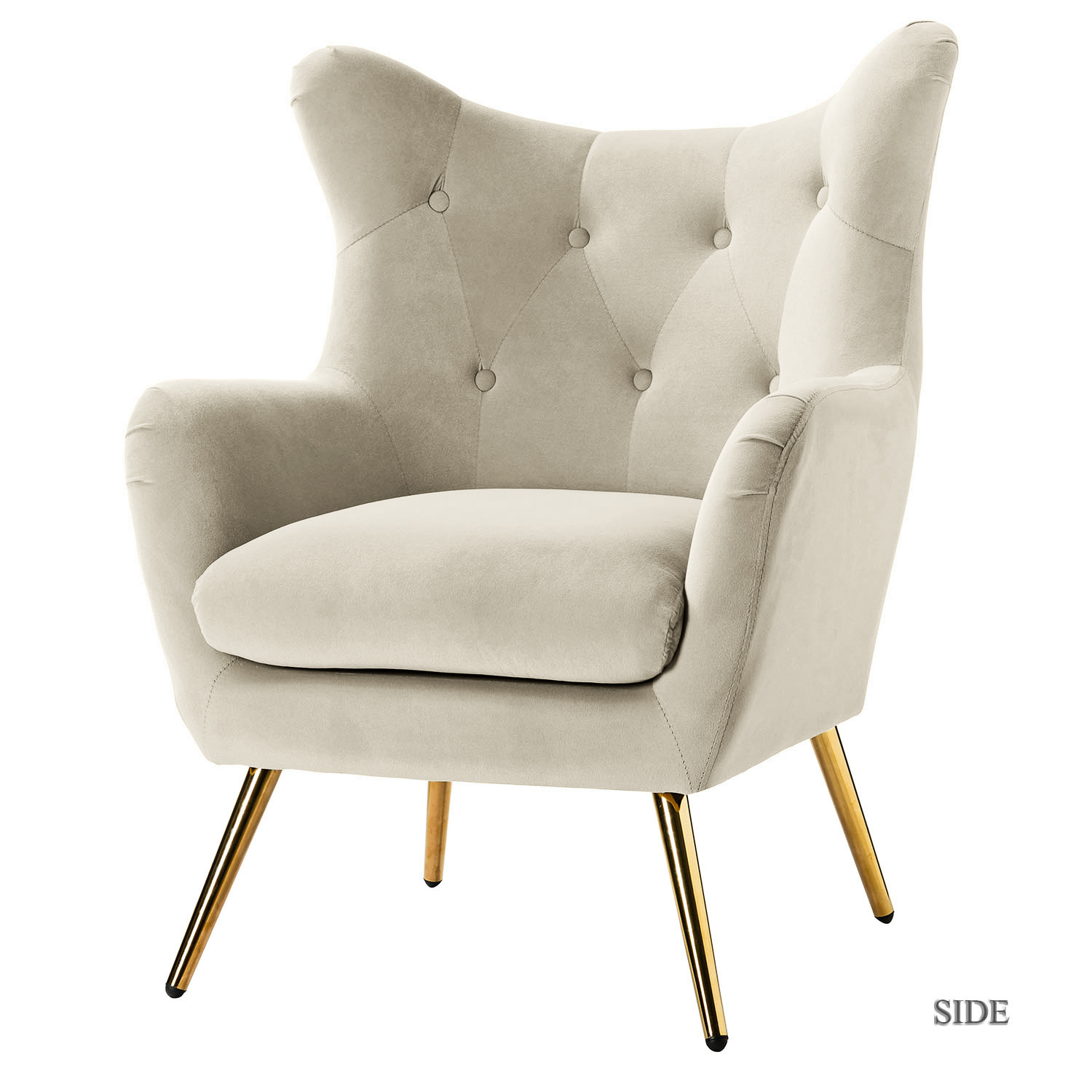 Arama Tan Velvet Wingback Glam Accent Chair 2 Arama Tan Velvet Wingback Glam Accent Chair - Image 2