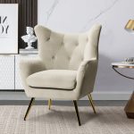 Arama Tan Velvet Wingback Glam Accent Chair 6 Arama Tan Velvet Wingback Glam Accent Chair