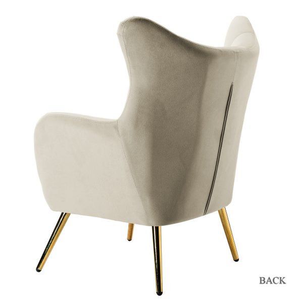 Arama Tan Velvet Wingback Glam Accent Chair 2