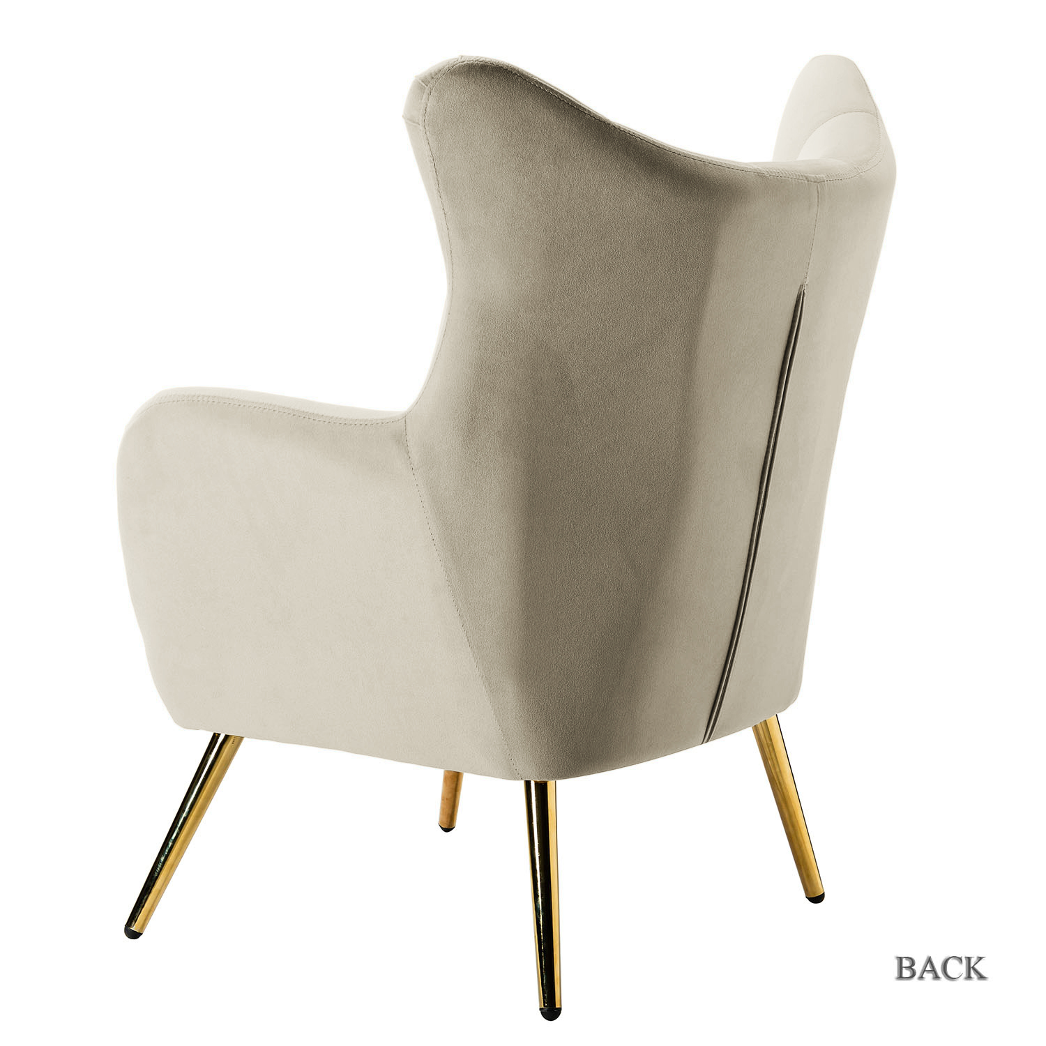 Arama Tan Velvet Wingback Glam Accent Chair 3 Arama Tan Velvet Wingback Glam Accent Chair - Image 3