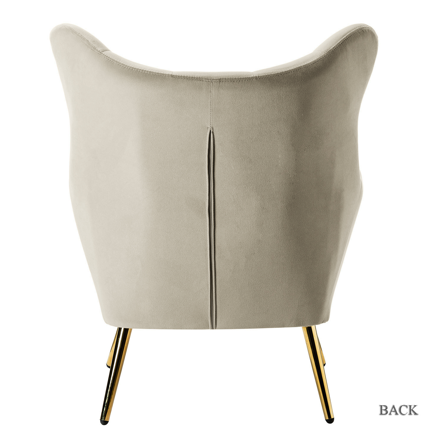 Arama Tan Velvet Wingback Glam Accent Chair 4 Arama Tan Velvet Wingback Glam Accent Chair - Image 4