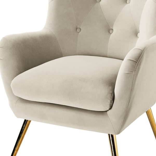 Arama Tan Velvet Wingback Glam Accent Chair 4