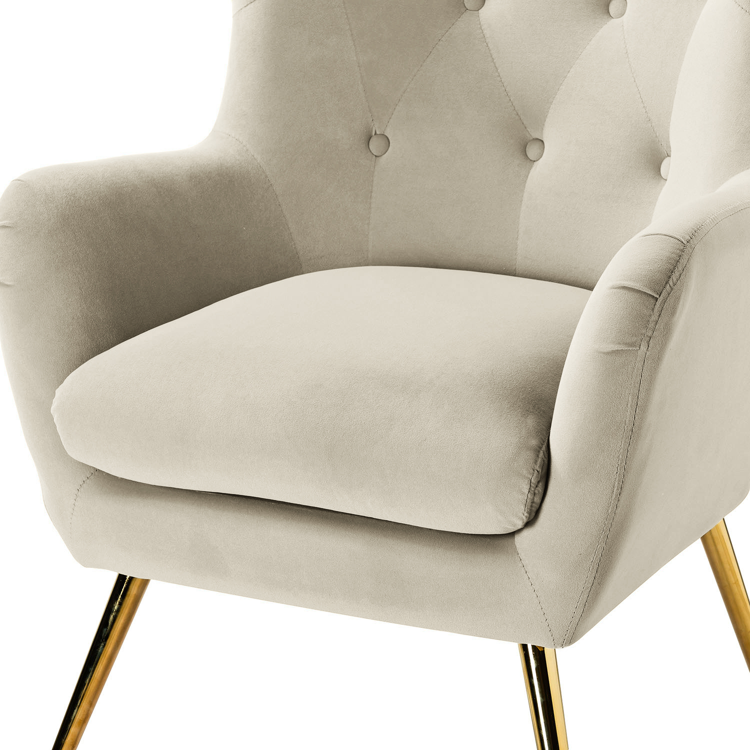 Arama Tan Velvet Wingback Glam Accent Chair 5 Arama Tan Velvet Wingback Glam Accent Chair - Image 5