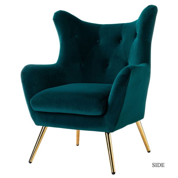 Arama Teal Velvet Wingback Glam Accent Chair 1