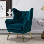 Arama Teal Velvet Wingback Glam Accent Chair 6 Arama Teal Velvet Wingback Glam Accent Chair