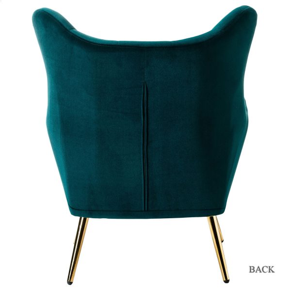 Arama Teal Velvet Wingback Glam Accent Chair 3
