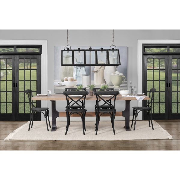 Araxi 95L x 41W x 30H Rectangular Brown Solid Wood Top Black Metal Base Dining Table 1